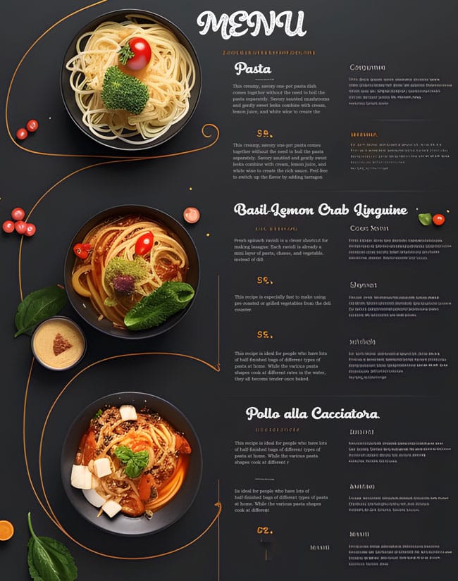 Food menu designs